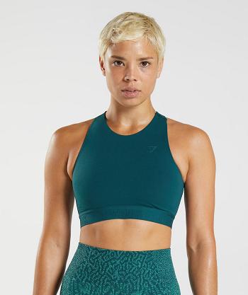 Gymshark 315 Performance High Neck Ženske Sportski Grudnjak Tirkizne Plave | HR 3307SGL